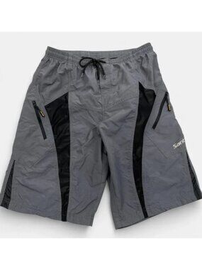 Santic Men's Mountain Bike Cycling Shorts Gray Black Padded Loose Fit XL